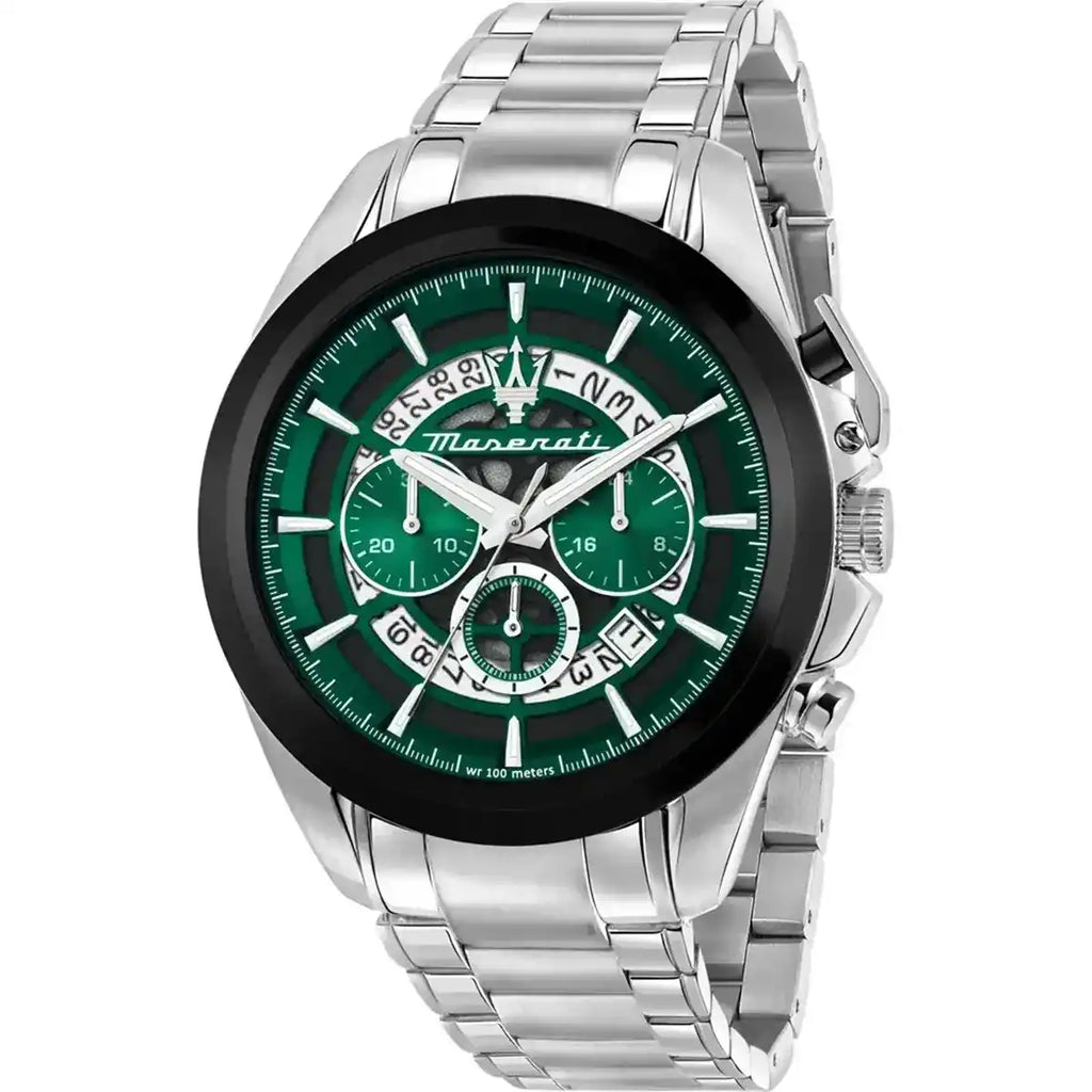 Maserati Traguardo R8873612060 Silver Green Skeleton Dial Metal Men's Watch