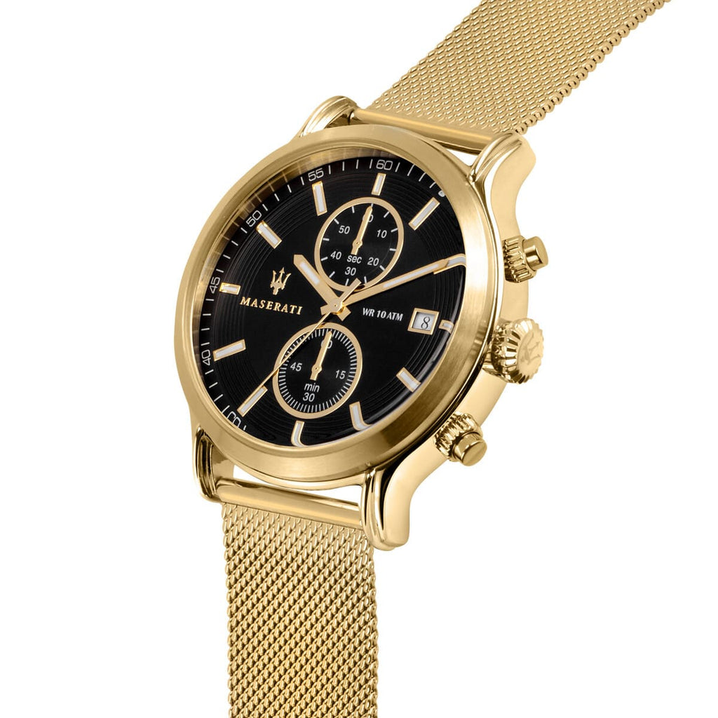 Maserati Epoca R8873618007 All Gold Black Sunray Dial Mesh Men's Watch