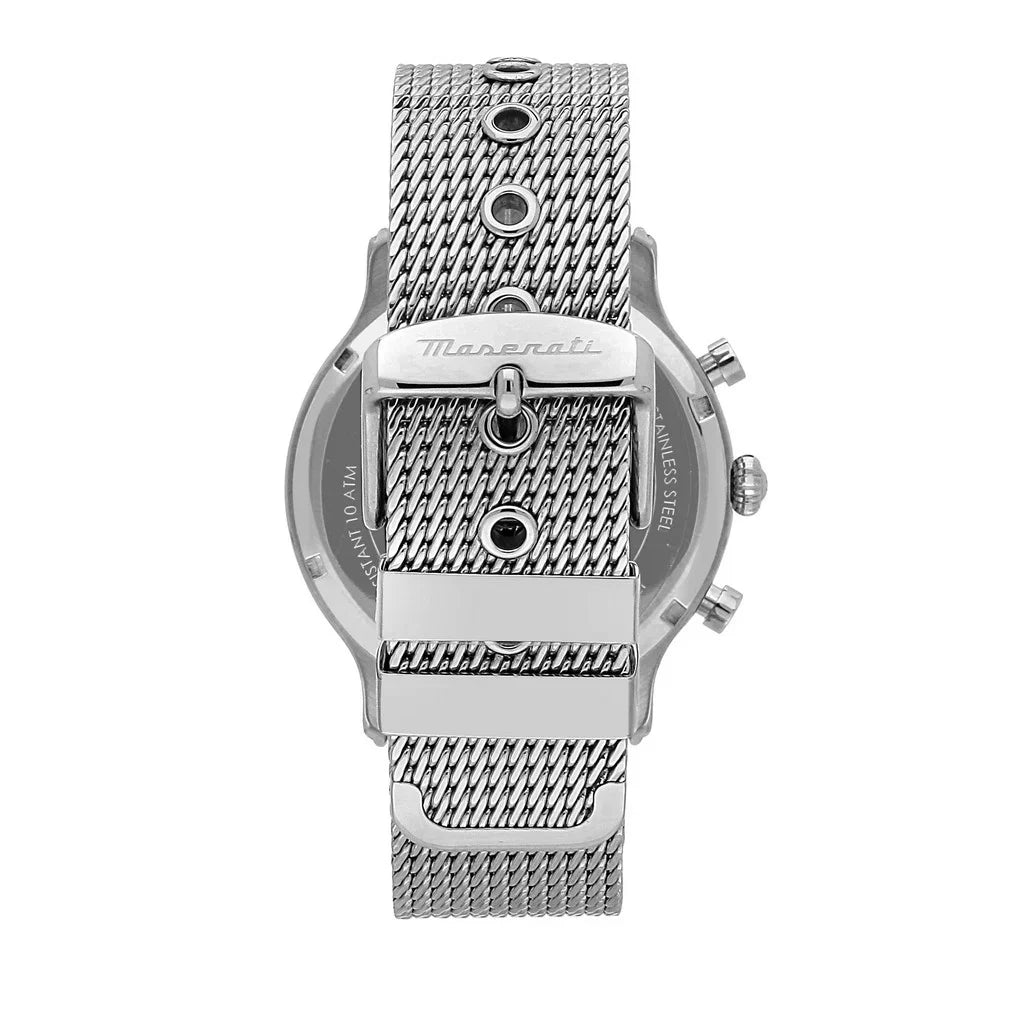 Maserati Epoca R8873618022 Silver-Tone Blue Sunray Dial Mesh Men's Watch