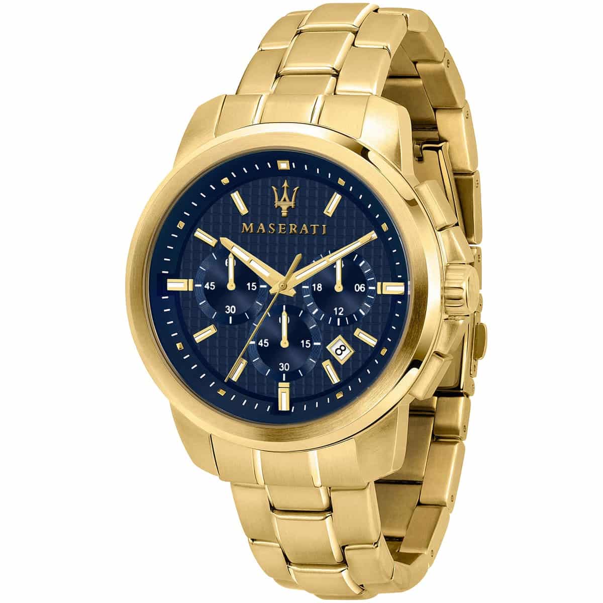 Maserati Successo R8873621021 Gold Tone Textured Blue Dial Men's Watch