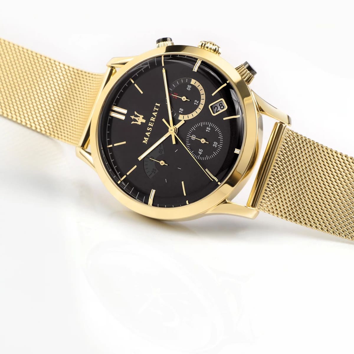 Maserati Ricordo R8873633003 Gold-Tone Black Sunray Dial Mesh Men's Watch