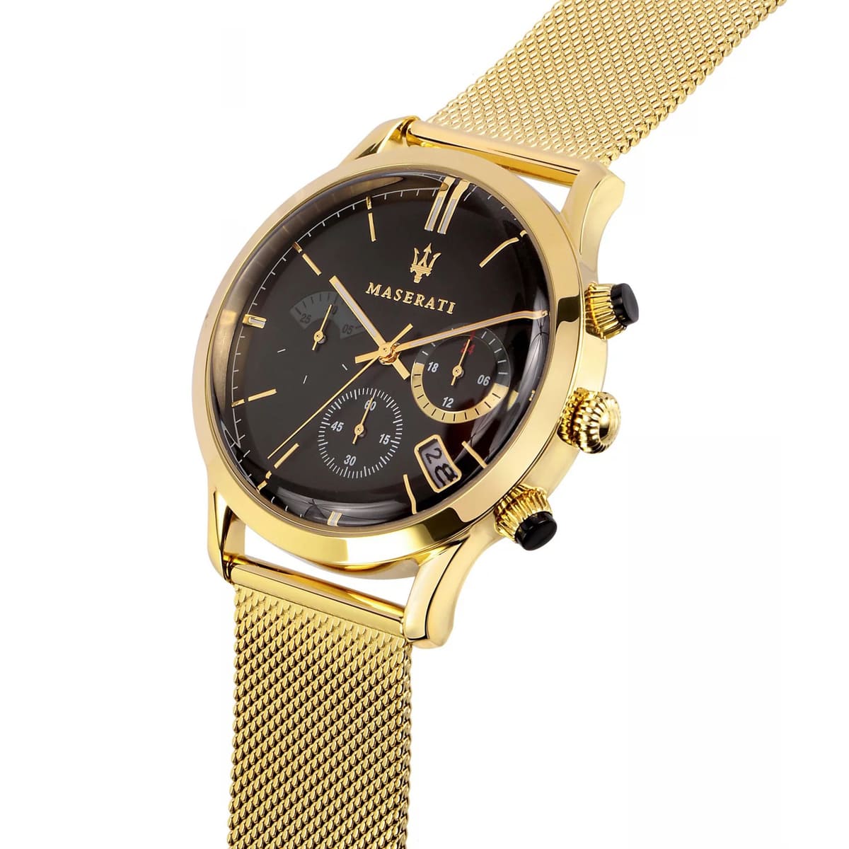 Maserati Ricordo R8873633003 Gold-Tone Black Sunray Dial Mesh Men's Watch
