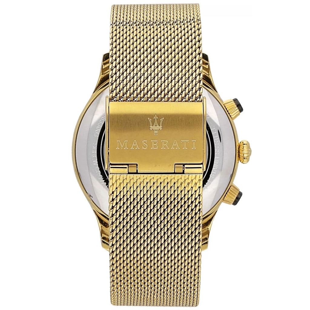 Maserati Ricordo R8873633003 Gold-Tone Black Sunray Dial Mesh Men's Watch
