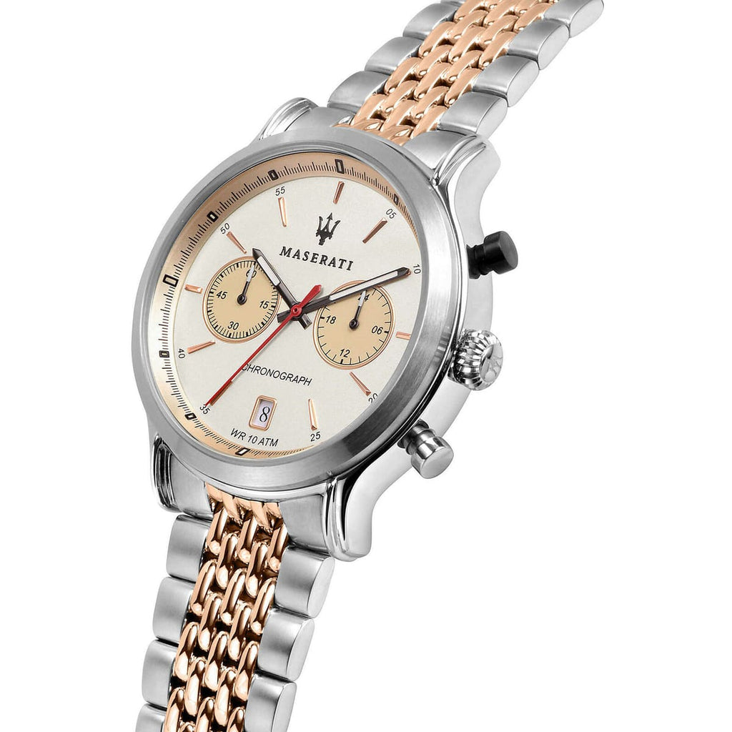 Maserati Legend R8873638002 Two-Tone Rose Gold White Panda Dial Men's Watch