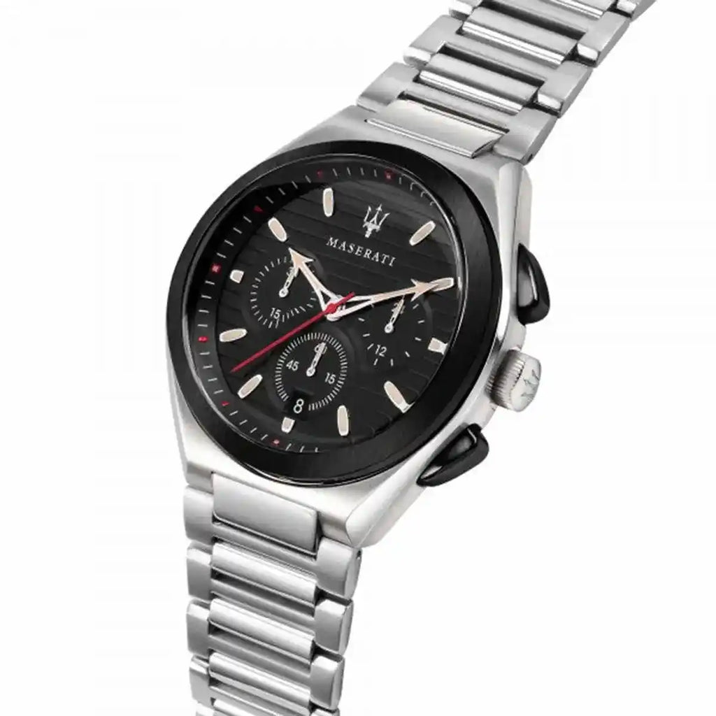 Maserati Triconic R8873639002 Silver-Tone Black Racing Dial Men's Watch