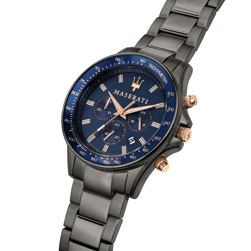 Maserati Sfida R8873640001 Gunmetal Blue Dial Metal Men's Watch
