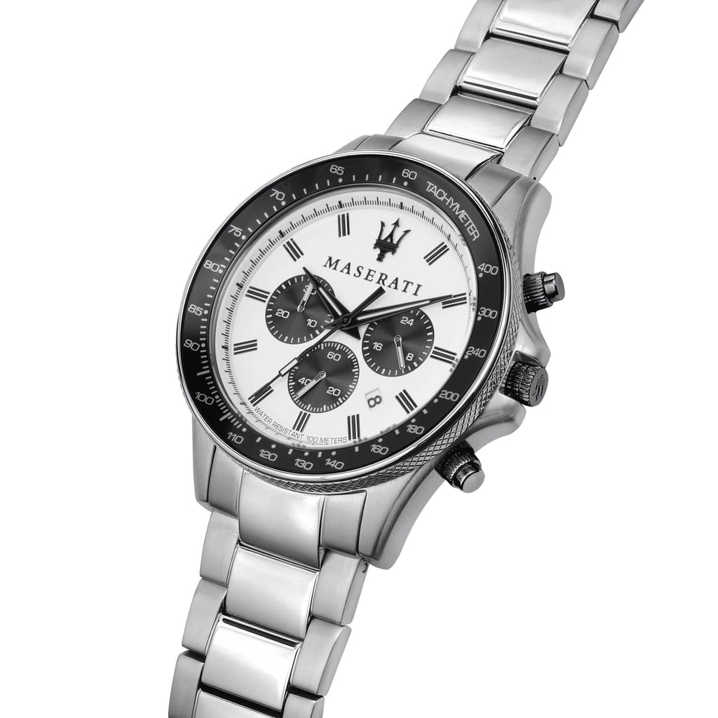 Maserati Sfida R8873640003 Silver-Tone White Panda Dial Men's Watch