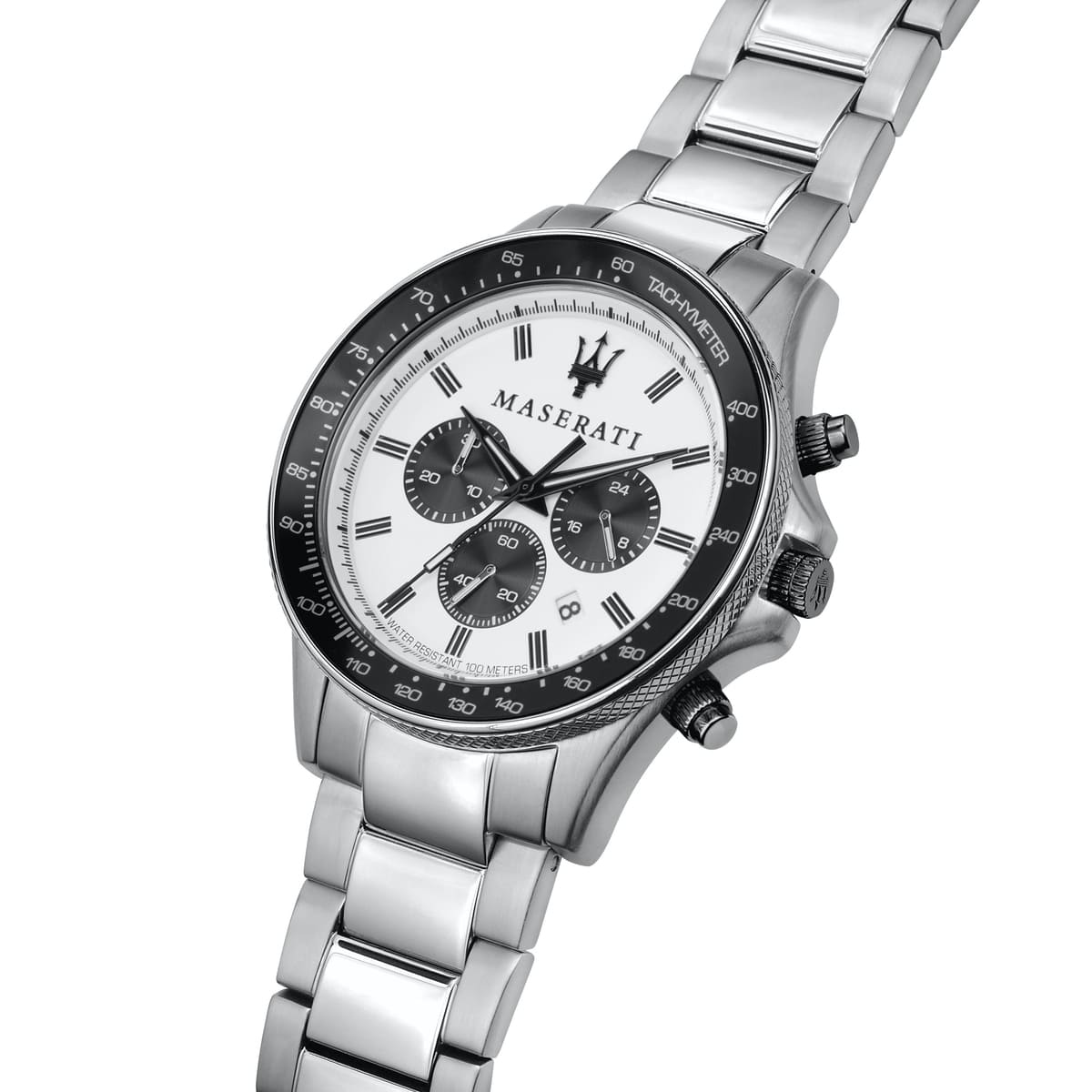 Maserati Sfida R8873640003 Silver-Tone White Panda Dial Men's Watch