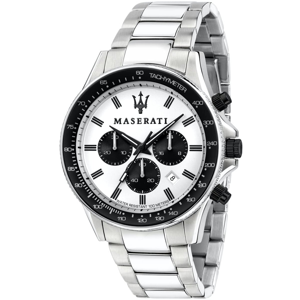 Maserati Sfida R8873640003 Silver-Tone White Panda Dial Men's Watch