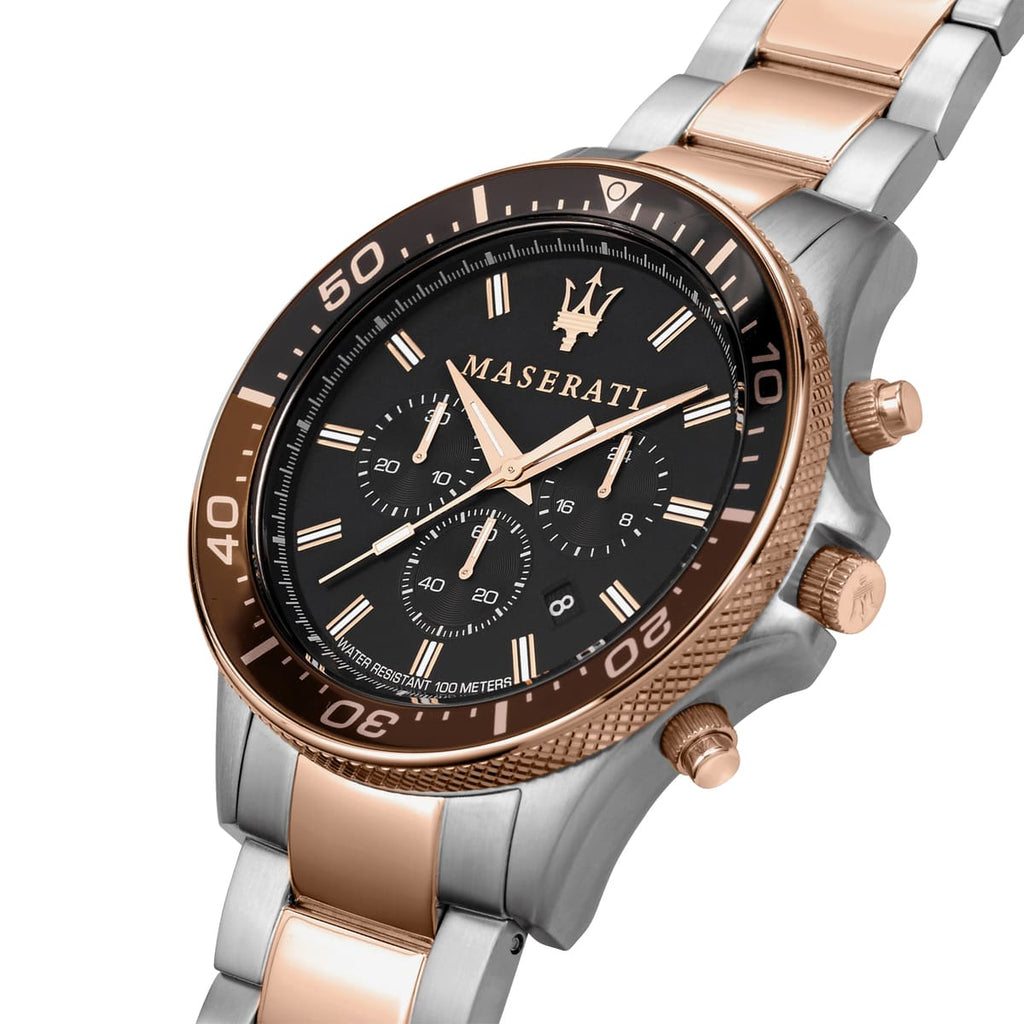 Maserati Sfida R8873640009 Two-Tone Rose Gold Black Dial Men's Watch