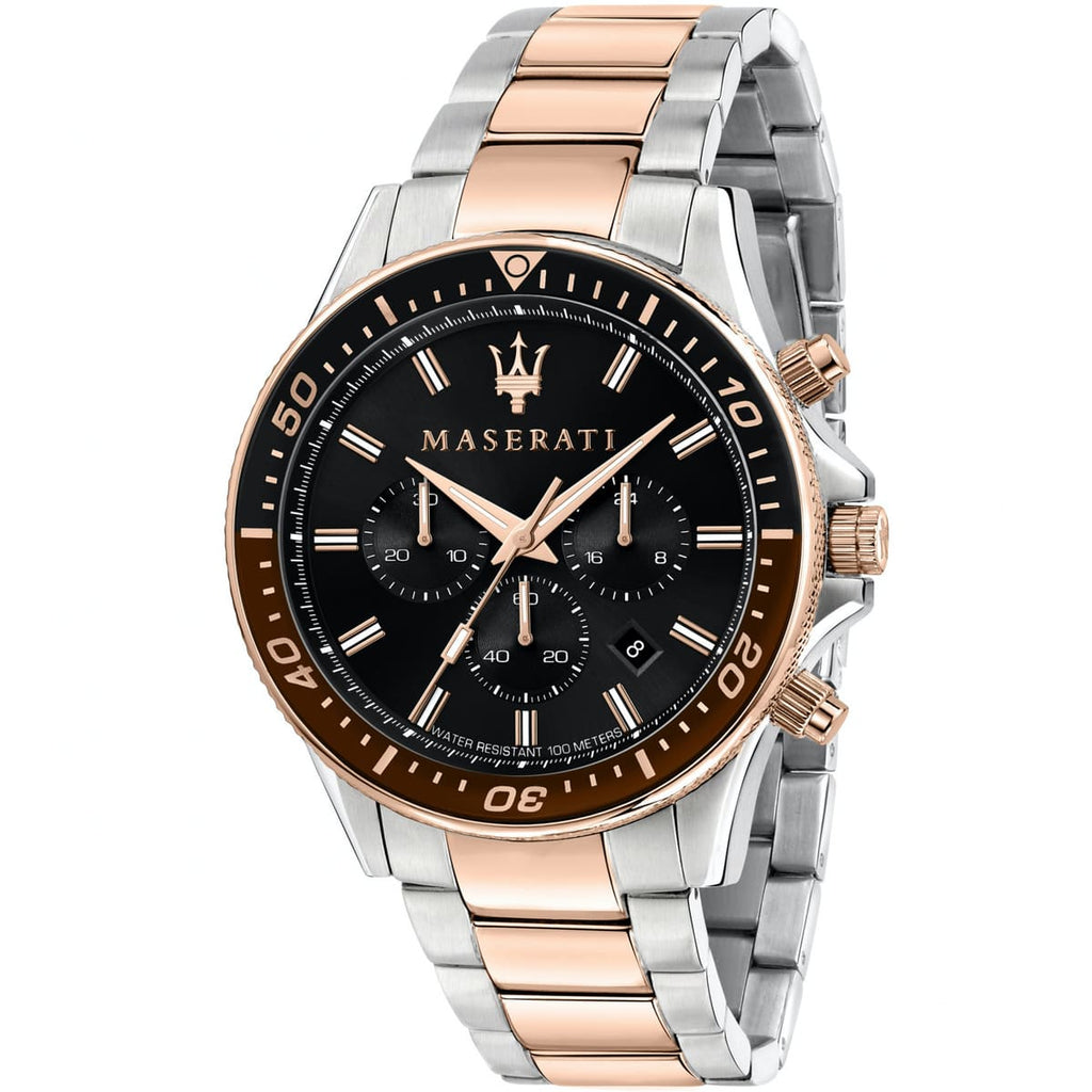 Maserati Sfida R8873640009 Two-Tone Rose Gold Black Dial Men's Watch