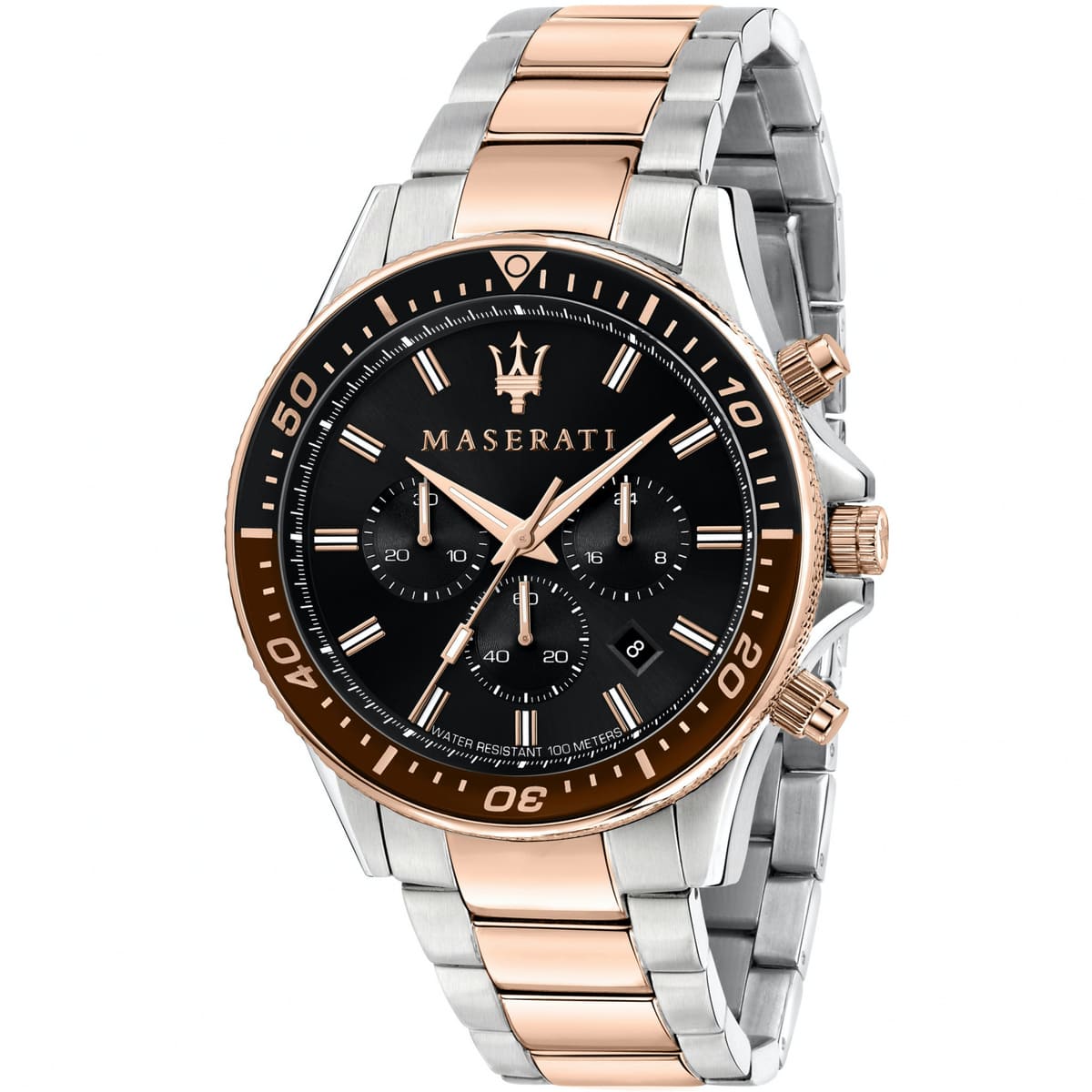 Maserati Sfida R8873640009 Two-Tone Rose Gold Black Dial Men's Watch
