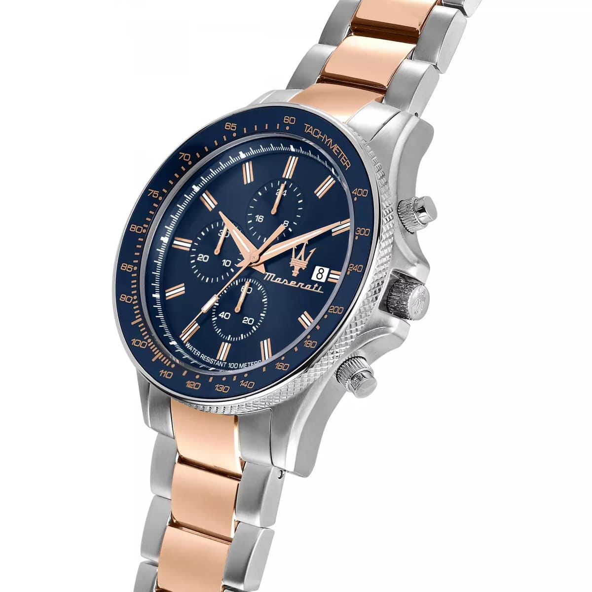 Maserati Sfida Chronograph R8873640012 Two-Tone Rose Gold Blue Dial Watch