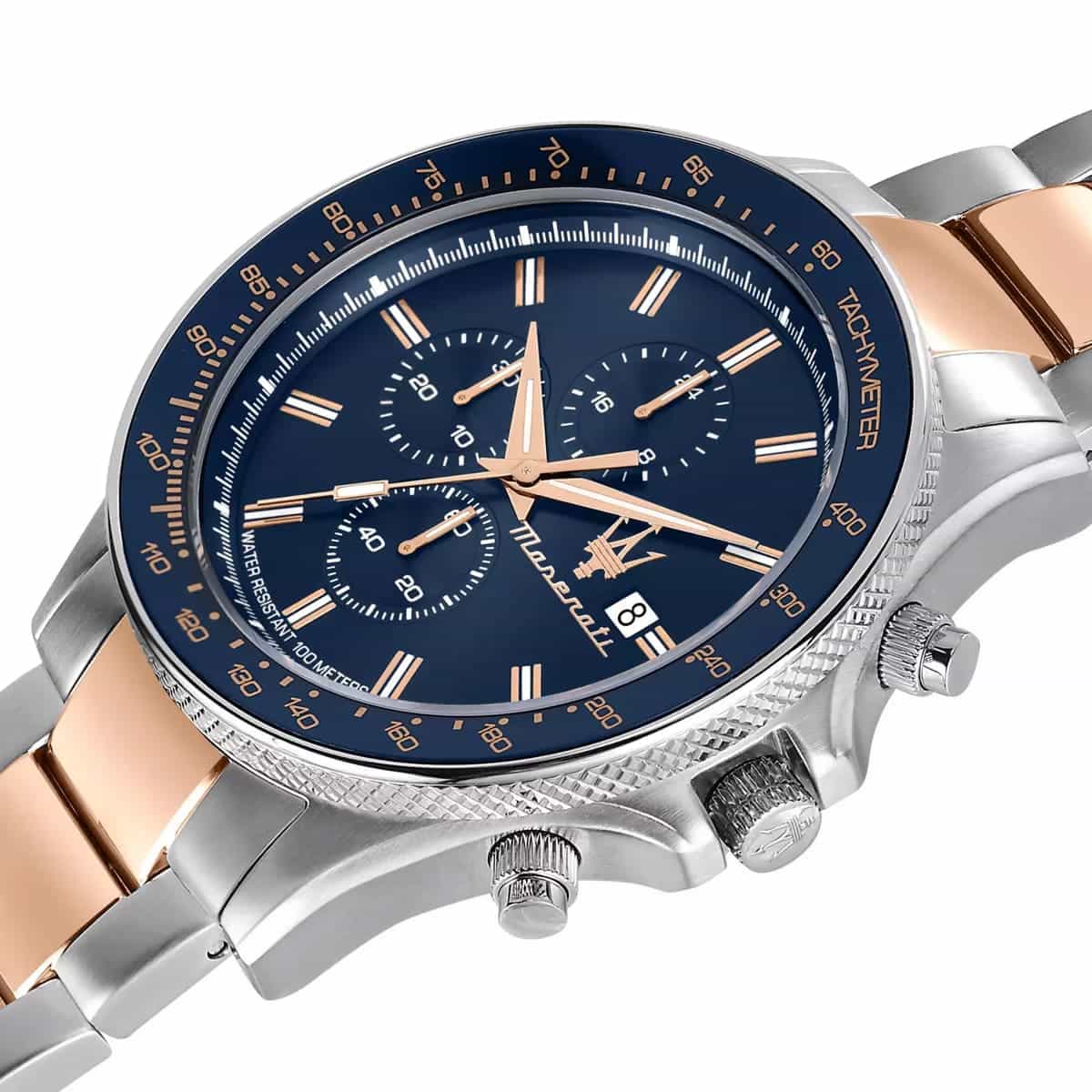 Maserati Sfida Chronograph R8873640012 Two-Tone Rose Gold Blue Dial Watch