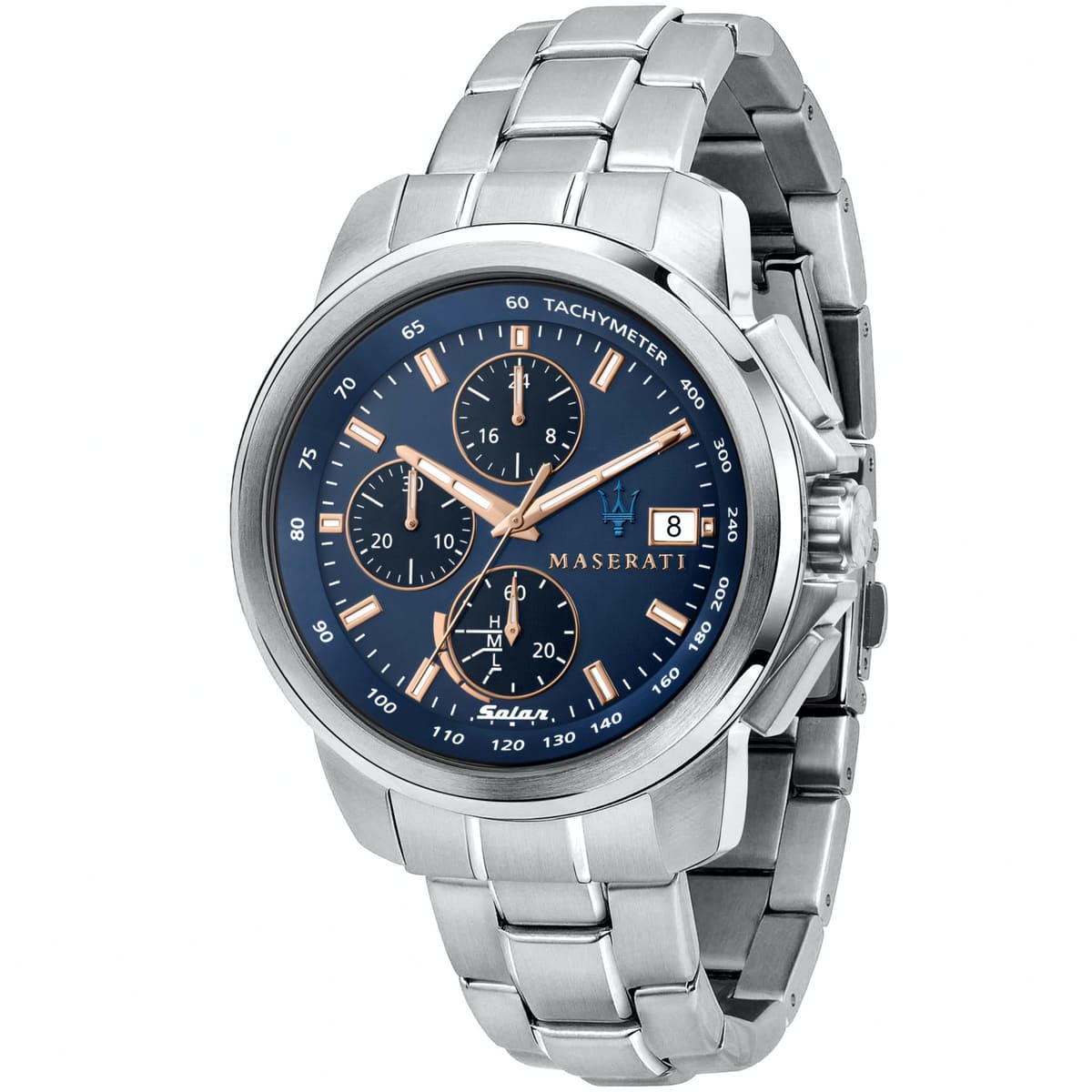 Maserati Successo Solar R8873645004 Silver Blue Dial Men's Watch