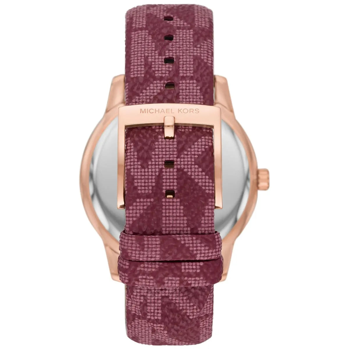 Michael Kors Camille MK2967 Rose Gold Watch with Burgundy MK Logo Strap