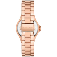 Michael Kors Lennox MK7279 Rose Gold Watch with Crystal Bezel and Silver Dial
