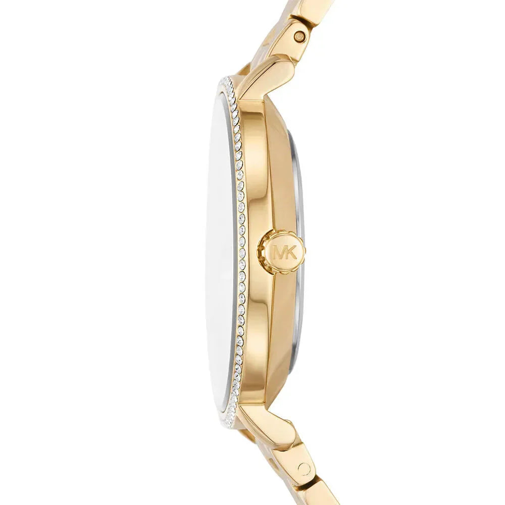 Michael Kors Pyper MK1065 Gold-Tone Watch with White Mother of Pearl Dial