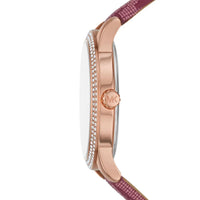 Michael Kors Camille MK2967 Rose Gold Watch with Burgundy MK Logo Strap