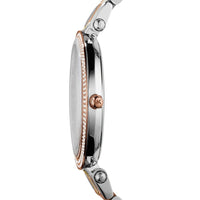 Michael Kors Darci MK3203 Tri-Tone Watch with Crystal Bezel and Silver Dial