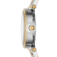 Michael Kors Parker MK6055 Two-Tone Watch with Crystal Bezel and Multi-Function Dial