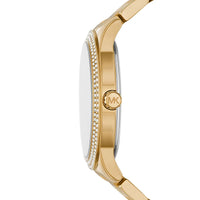 Michael Kors Tibby MK6879 Gold-Tone Watch with Crystal Bezel and MK Logo Dial