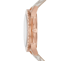 Michael Kors Runway MK6980 Rose Gold Watch with White MK Logo Strap