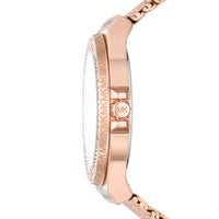 Michael Kors Lennox MK7336 Rose Gold-Tone Watch with Mesh Bracelet and Crystal Bezel