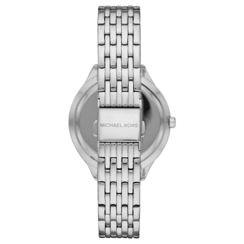 Michael Kors Runway MK7075 Silver Watch with White Mother of Pearl Roman Dial