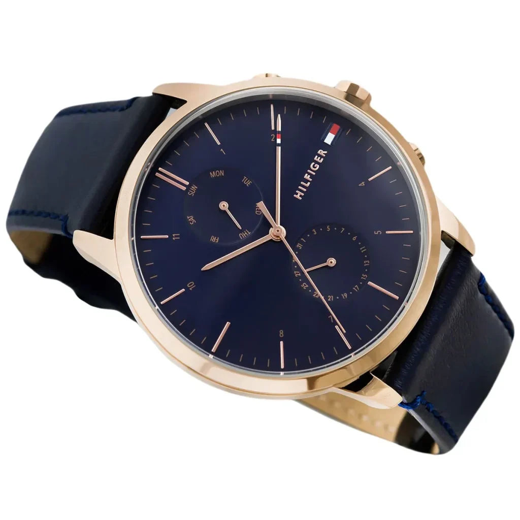 Tommy Hilfiger Cooper 1710405 Multi-Function Blue Dial Men's Blue Leather Watch