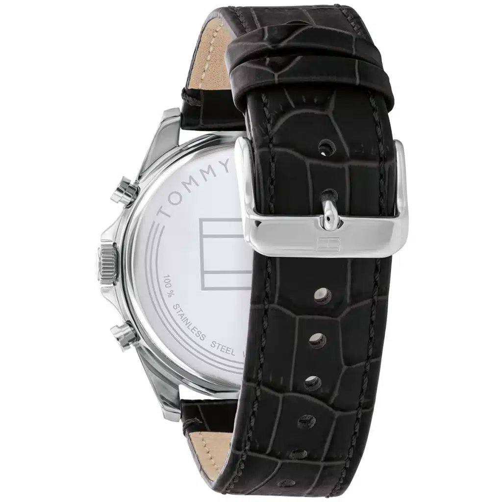 Tommy Hilfiger Damon 1710449 Multi-Function Black Dial Men's Black Leather Watch