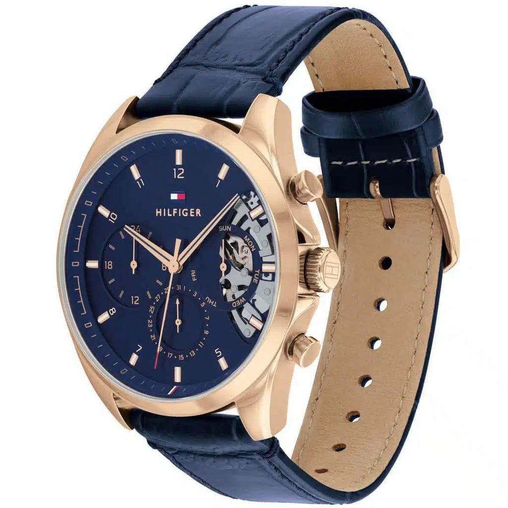 Tommy Hilfiger Damon 1710451 Multi-Function Blue Dial Men's Blue Leather Watch