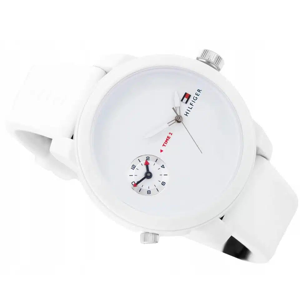 Tommy Hilfiger Duo 1791324 Dual-Time White Dial Men's White Rubber Watch