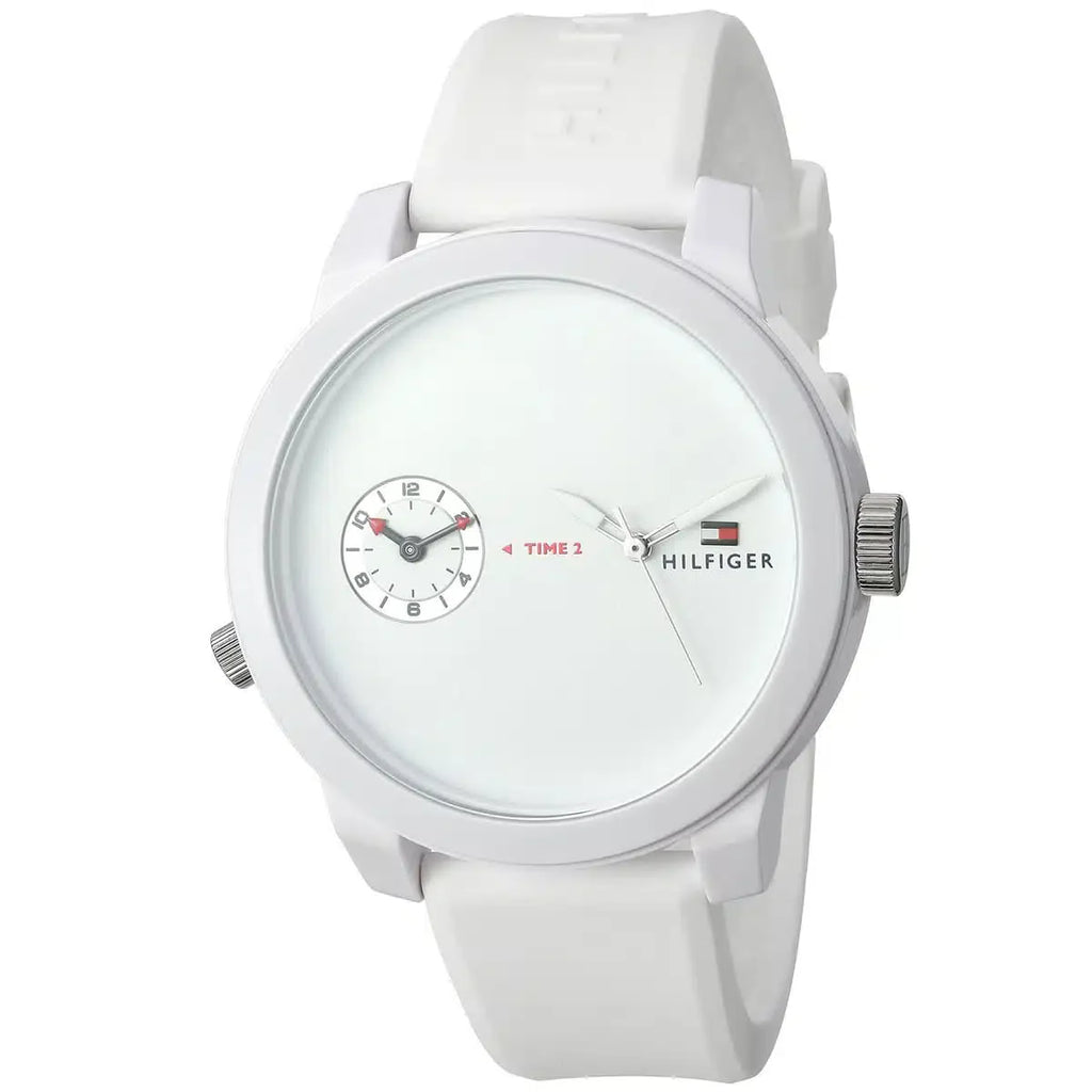 Tommy Hilfiger Duo 1791324 Dual-Time White Dial Men's White Rubber Watch