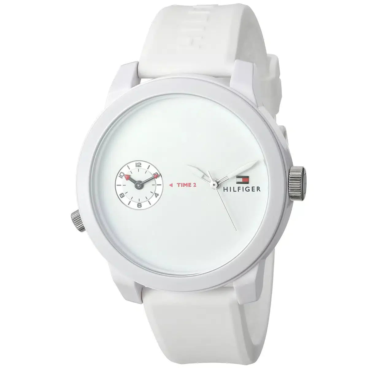 Tommy Hilfiger Duo 1791324 Dual-Time White Dial Men's White Rubber Watch