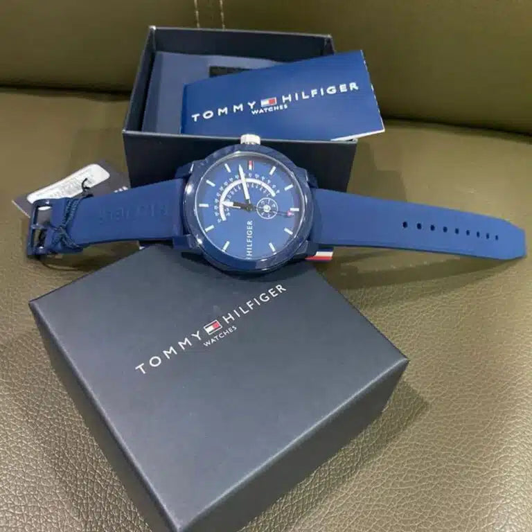 Tommy Hilfiger Brooklyn 1791482 Multi-Function Blue Dial Men's Blue Rubber Watch