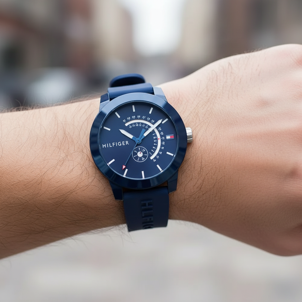Tommy Hilfiger Brooklyn 1791482 Multi-Function Blue Dial Men's Blue Rubber Watch