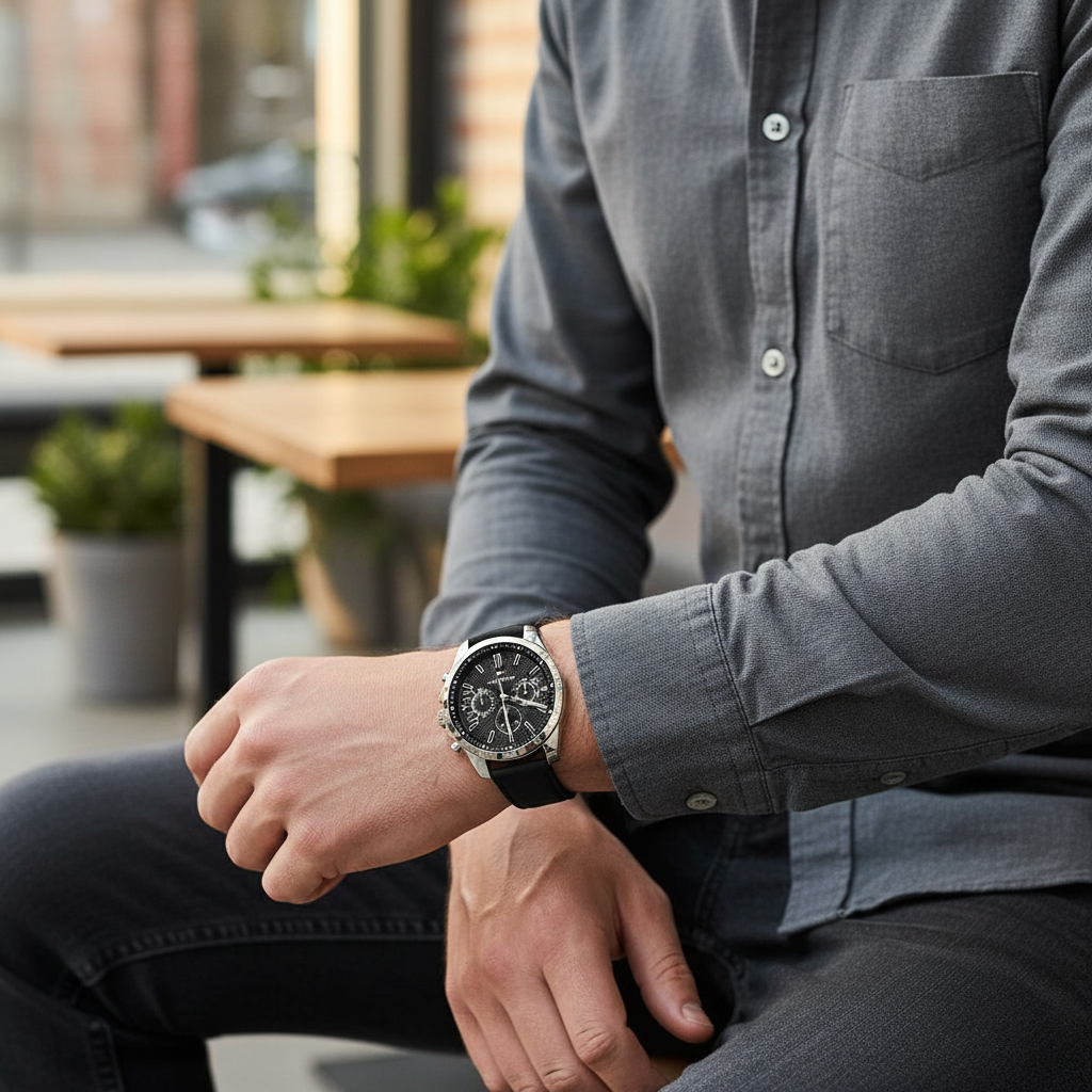Tommy Hilfiger Oliver 1791563 Multi-Function Black Dial Men's Black Rubber Watch