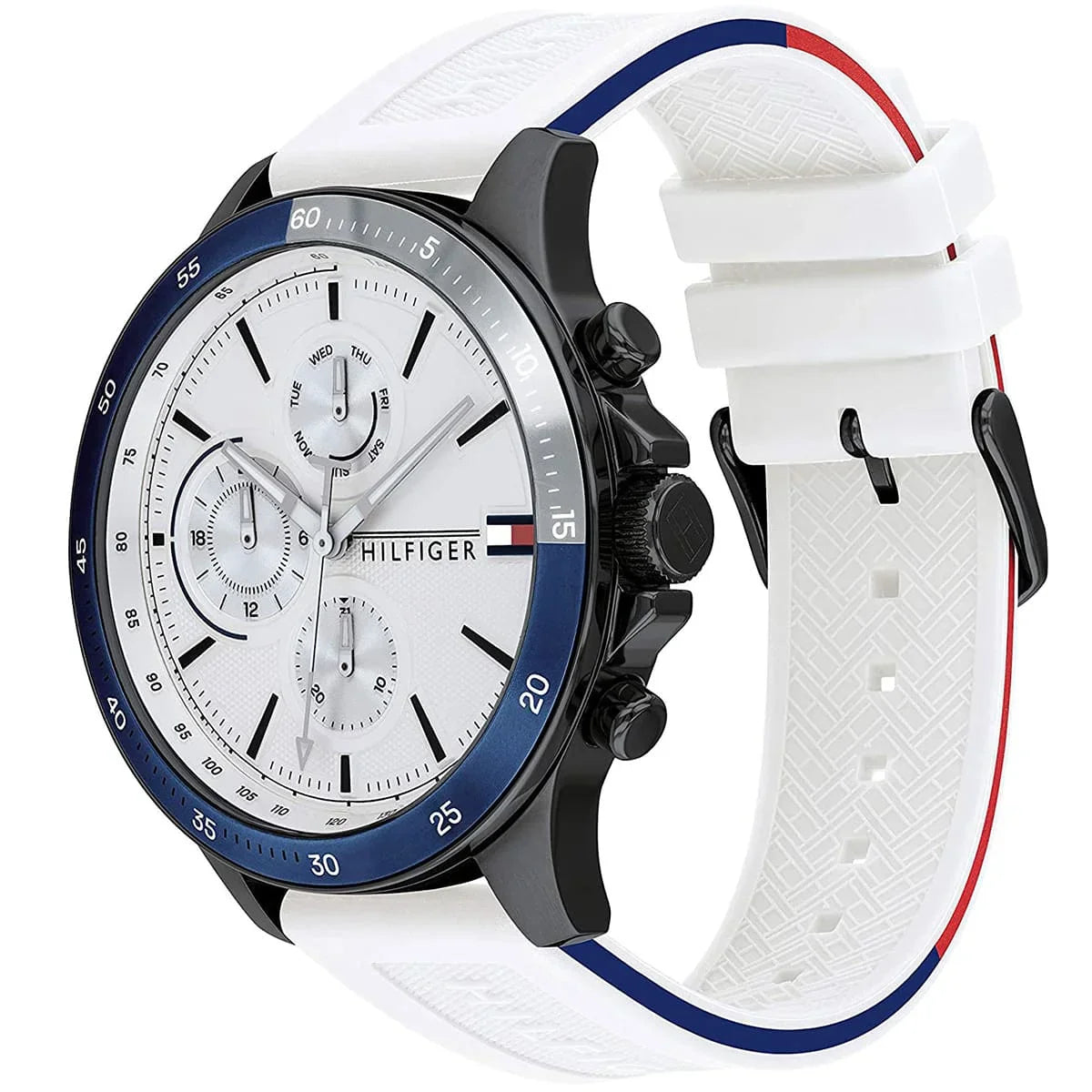 Tommy Hilfiger Bank 1791723 Men's Black Case White Dial Rubber Watch