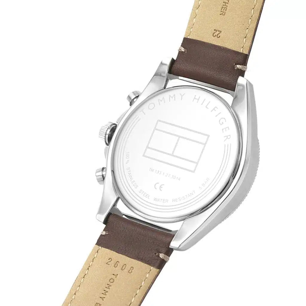 Tommy Hilfiger Aiden 1791837 Multi-Function Blue Dial Men's Brown Leather Watch