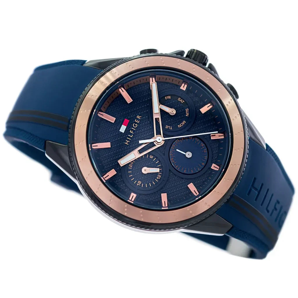 Tommy Hilfiger Aiden 1791860 Multi-Function Blue Dial Men's Blue Rubber Watch