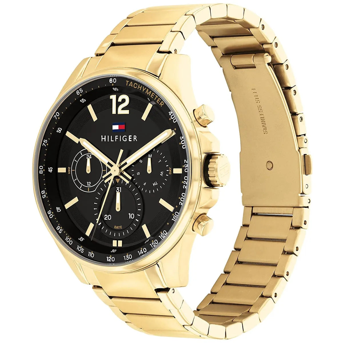 Tommy Hilfiger Damon 1791974 Multi-Function Black Dial Men's Gold-Tone Watch