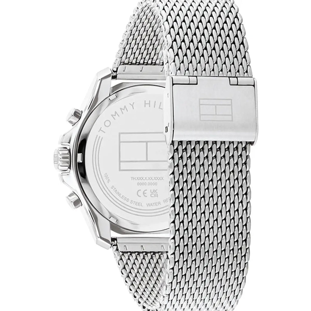 Tommy Hilfiger Jordan 1792092 Silver Mesh Strap Black Dial Men's Watch
