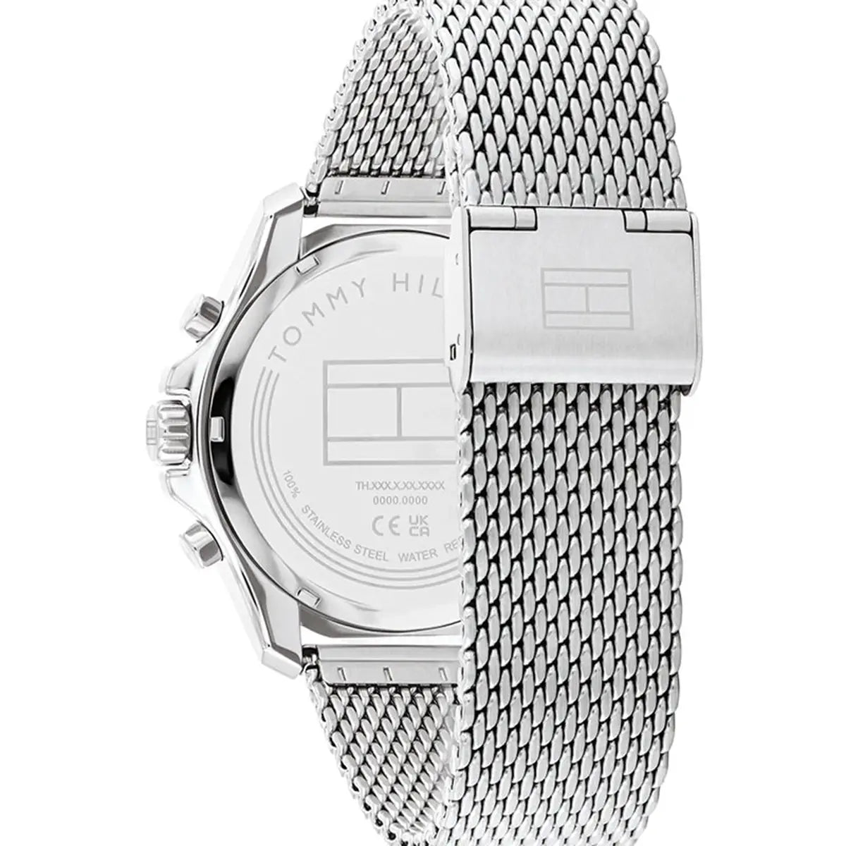 Tommy Hilfiger Jordan 1792092 Silver Mesh Strap Black Dial Men's Watch