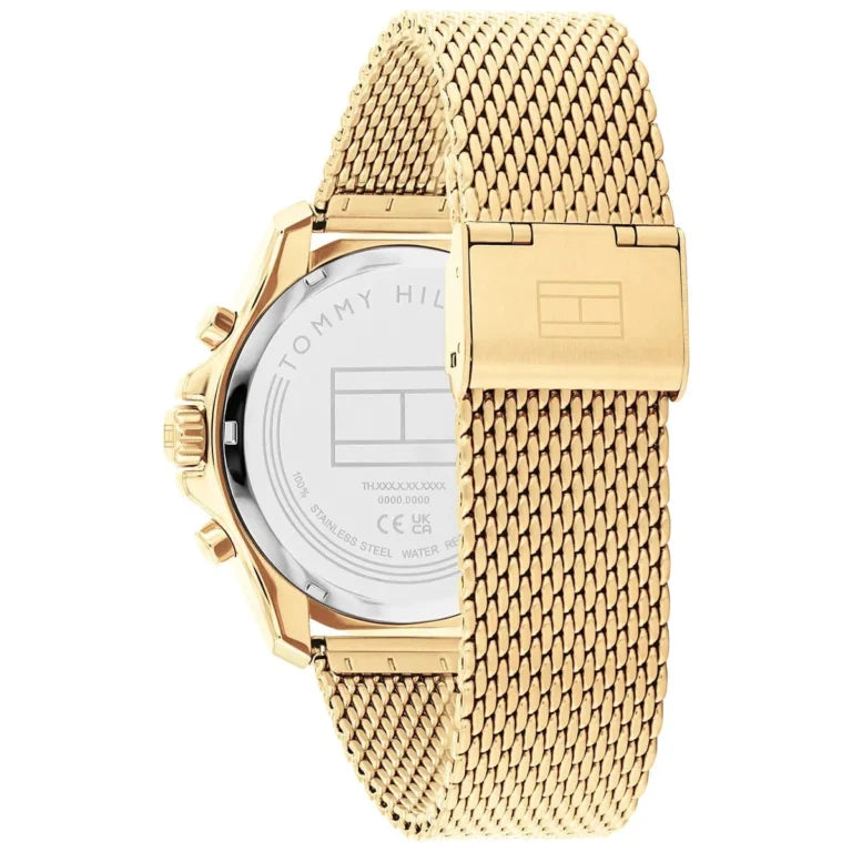 Tommy Hilfiger Jordan 1792093 Gold Mesh Green Dial Dual Time Men's Watch