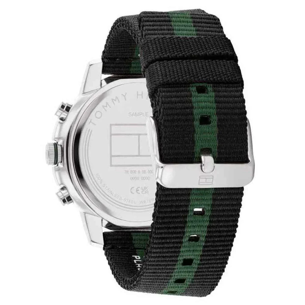 Tommy Hilfiger Banks 1792107 Men's Silver Case Green Dial NATO Strap Watch