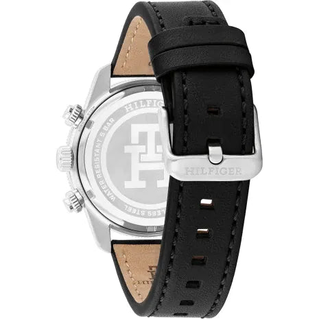 Tommy Hilfiger TH85 1792162 Men's Silver Steel Watch with Black Leather Strap