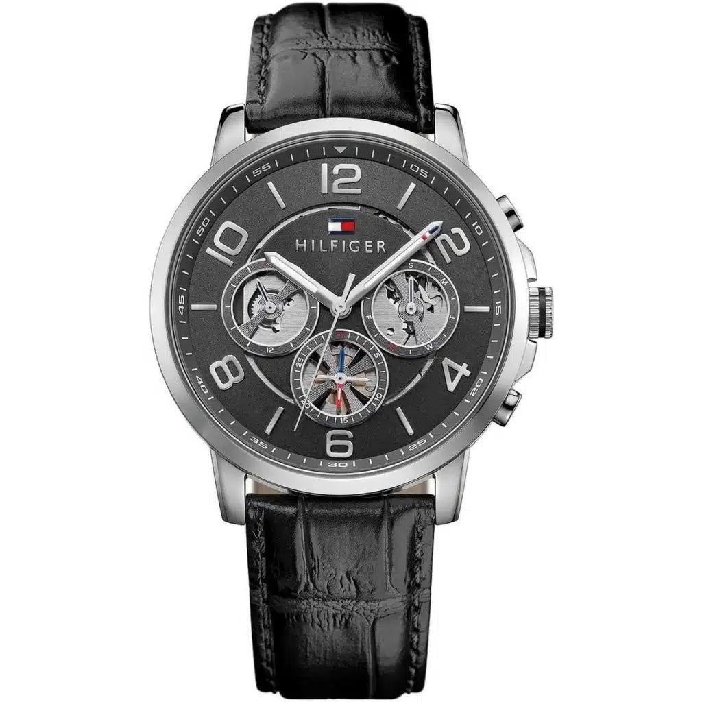 Original Tommy Hilfiger Men's Watch - Silver Case & Black Leather (1791289)