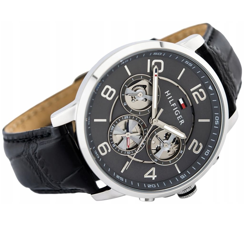 Original Tommy Hilfiger Men's Watch - Silver Case & Black Leather (1791289)