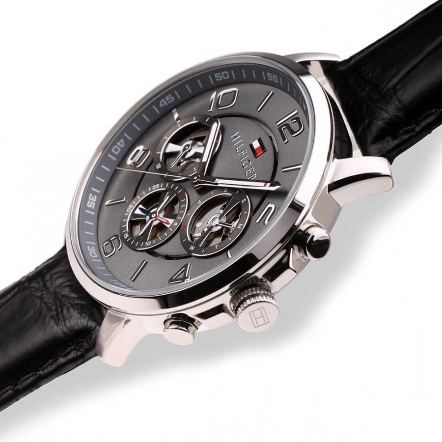 Original Tommy Hilfiger Men's Watch - Silver Case & Black Leather (1791289)